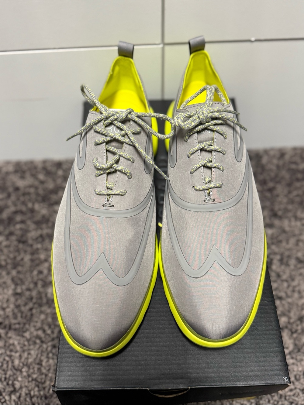 Cole Haan ZeroGrand - Gray Sneakers with Neon Yellow- Brand New with Tags